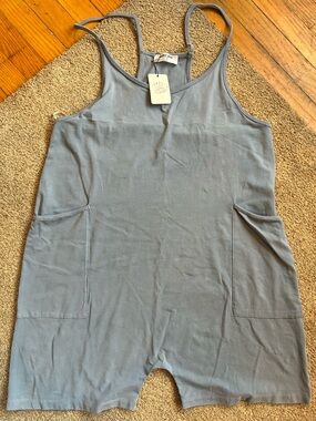 NET Double Zero Women's Blue Tank Romper with Pockets SZ Lovely large
